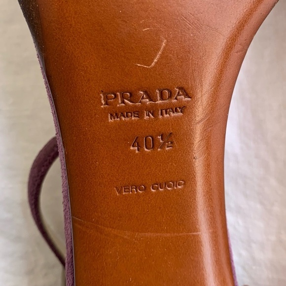 Vintage Prada Suede Stitch Square Toe Sandal Block Heels Purple - Picture 7 of 7
